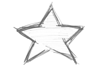 Grunge star graphite pencil texture isolated on white  