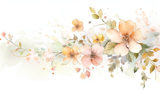  a watercolor painting of flowers on a white background with a splash of paint on the bottom of the image.