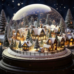 Snow globe with a small village inside generative ai
