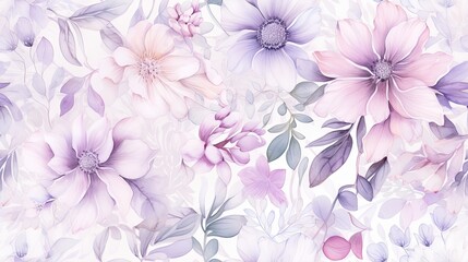  a close up of a bunch of flowers on a white background with purple and pink flowers on the bottom of the picture.