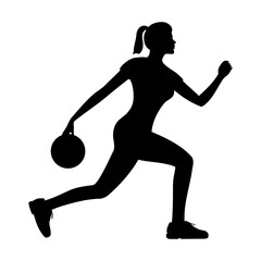 Bowling man player silhouette. Vector illustration