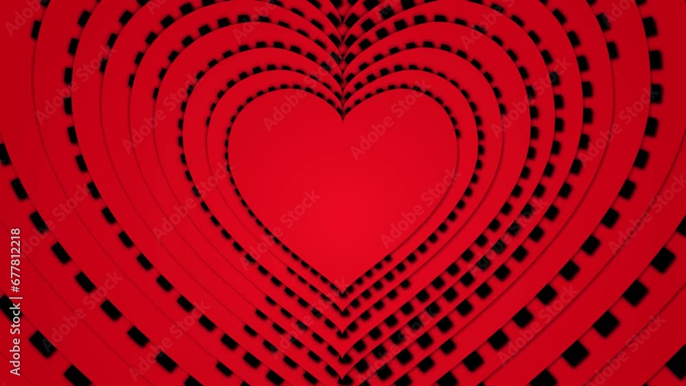 Poster red gradient heart shape motion design with black stock animation. love and marriage and romantic co