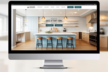 Generative AI luxury kitchen furniture website design illustration