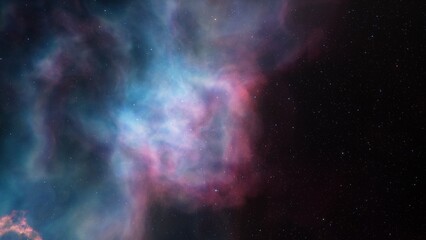 Cosmic background with a blue purple nebula and stars
