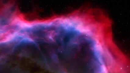 Cosmic background with a blue purple nebula and stars
