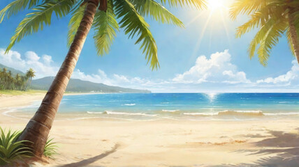 Fototapeta premium beach with palm trees