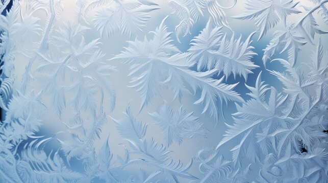  a close up of a frosted window with a blue sky in the back ground and a blue sky in the back ground.