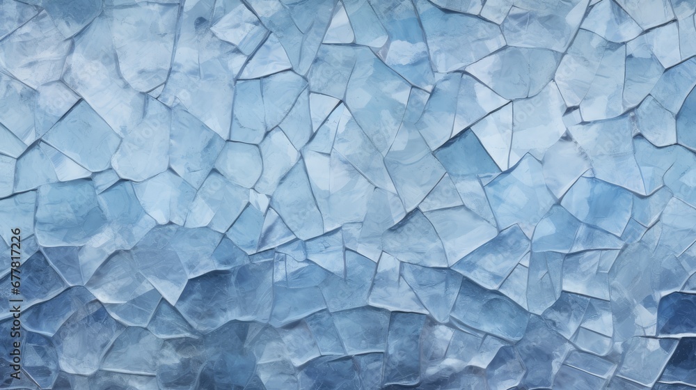 Poster an abstract painting of ice crystals on a blue background with a white spot in the middle of the ima