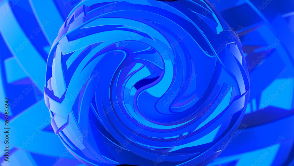 Aufkleber blue geometric abstract background. abstract circle spiral twisted background. close up illustration