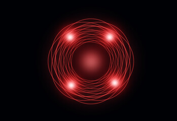 red circle of shiny particles on transparent background