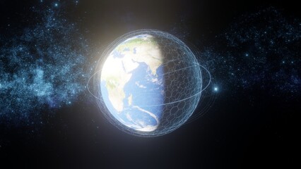 Fototapeta premium Communication technology for internet business. Global world network and telecommunication on earth