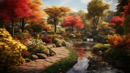 Pictures of garden to illustrate the seasonal changes in fall: