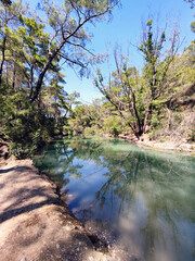 The lake in the valley of Seven Springs (Epta Piges), Rhodes Island, Greece.