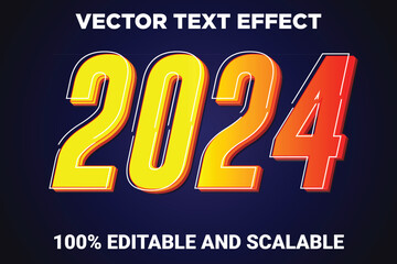 Vector Happy New Year 2024 banner design template with text effect and fully editable elements