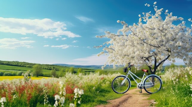wonderful cherry tree in bloom in Baselland in spring