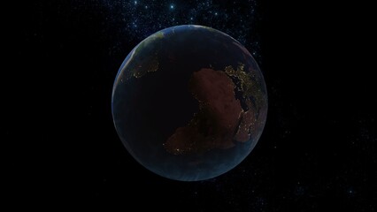 Planet Earth in the Starry Sky of Solar System in Space.