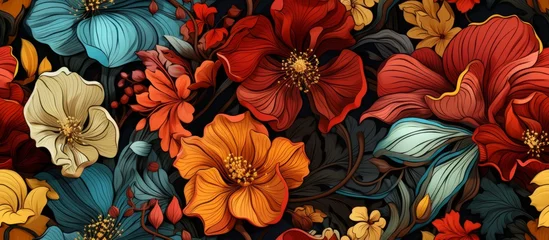 Fotobehang Mixed colorful flowers background. Vibrant colors of mixed flowers backdrop © RMedia