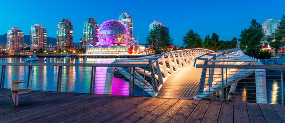 False Creek, Vancouver Downtown, British Columbia, Canada. Night