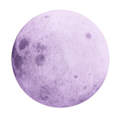 Close up of full moon on transparent background