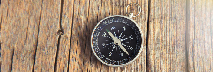compass on wooden background