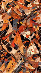 abstract autumn leaves pattern created with generative AI