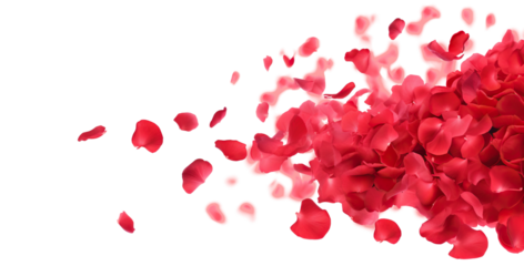 Dance of floating pink petals in the air, cut out
