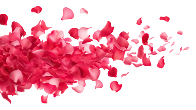Dance of floating pink petals in the air, cut out - Powered by Adobe