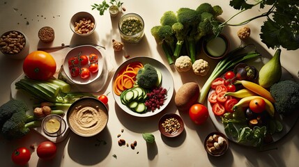  a table topped with bowls filled with lots of different types of fruits and vegetables next to bowls of dips.
