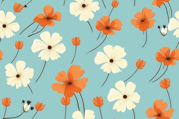 Flower retro background, seamless pattern