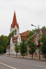 Silute Evangelical Lutheran Church, located in the center of Silute. The height of the church tower...