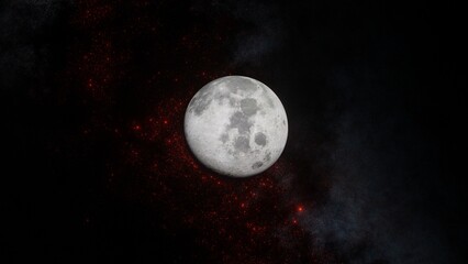 red stars and bright full moon