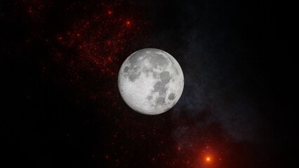 red stars and bright full moon