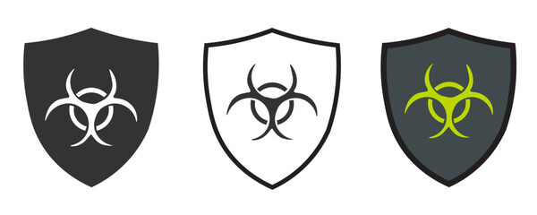 Shield whith biohazard icon. Toxic set shield design vector ilustration.
