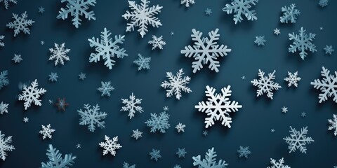 simple New Year background made of paper white snowflakes, christmas. Generative AI