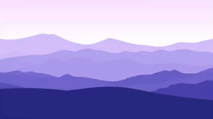 Foto op Plexiglas Illustration minimaliste et vectorielle d'un paysage coloré. Montagne, ciel. Espace pour conception et création graphique. © FlyStun