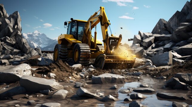 Construction activities near the site are underway, with the assistance of an excavator.