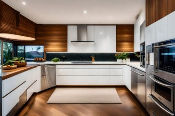 The sleek design of a mid-century modern home's kitchen, with retro appliances and a nod to the period's functional yet elegant style