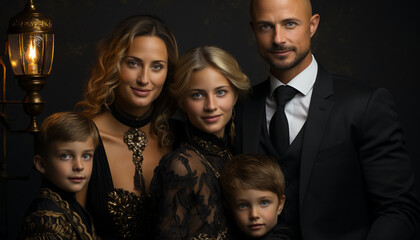 Fototapeta premium A happy family smiling and looking together generated by AI