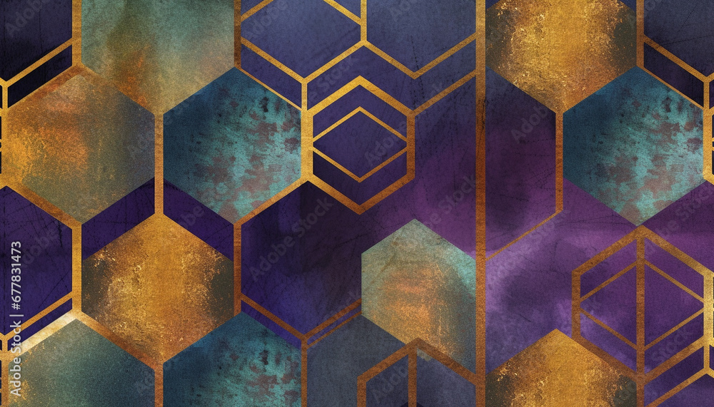 Poster glowing metal built structure with abstract geometric shapes and vibrant colors generated by ai