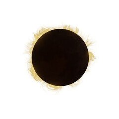 Realistic solar corona eclipse overlay effect on transparent background. blazing star edge behind planet in dark sky. Space design elements