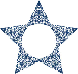 Banner with pattern in shape of a star.  Circle shape in a middle for text. 