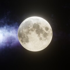 Close up of full moon on black background