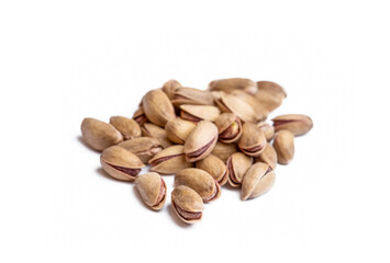 Pistachios on the white background