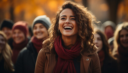 Young adults enjoying nature, smiling and walking together generated by AI