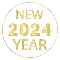 New year 2024. Date of new year in vector. Golden numbers. Gold, metal texture. Holiday, Christmas