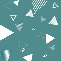 Geometrical seamless pattern with white triangles on blue background for wallpapers, greeting cards, fabrics, packaging, posters, marketing	