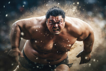 Portrait of sumo wrestler. Ai generative art  - obrazy, fototapety, plakaty