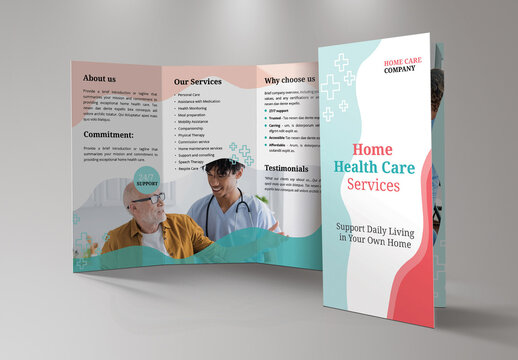 Medical Healthcare Business Trifold Flyer with Red and Blue Accents
