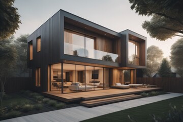 Fototapeta premium Modern modular private houses. Residential architecture exterior