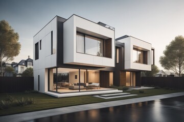Modern modular private houses. Residential architecture exterior